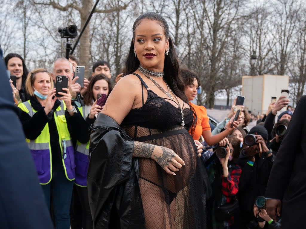Rihanna wore a sheer chemise with matching lacy underwear (Scott Garfitt/Shutterstock)