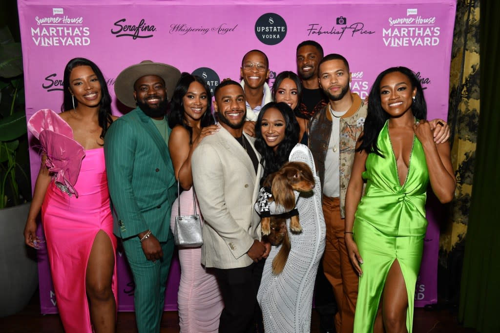 SUMMER HOUSE: MARTHA'S VINEYARD -- "S1 Premiere Event" -- Pictured: (l-r) Mariah Torres, Preston Mitchum, Jordan Emanuel, Amir Lancaster, Nicholas "Nick" Arrington, Bria Fleming, Milo Fleming, Summer Marie Thomas, Alex Tyree, Jason Lyke, Jasmine Ellis Cooper -- (Photo by: Noam Galai/BRAVO via Getty Images)