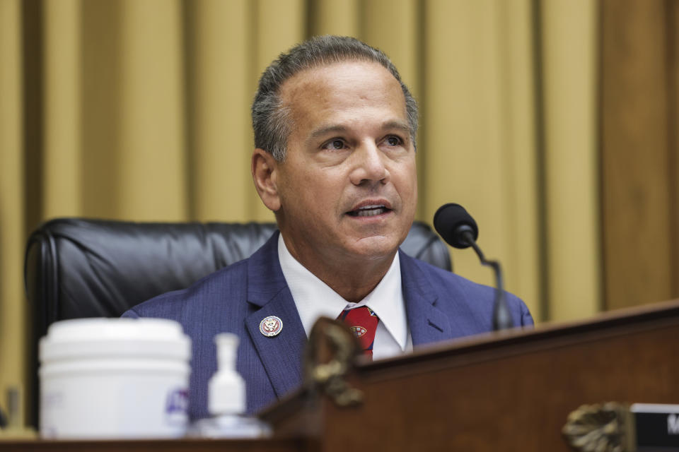 Rep. David Cicilline, D-R.I., speaks during a House Judiciary subcommittee hearing on antitrust on Capitol Hill on Wednesday, July 29, 2020, in Washington. (Graeme Jennings/Pool via AP)