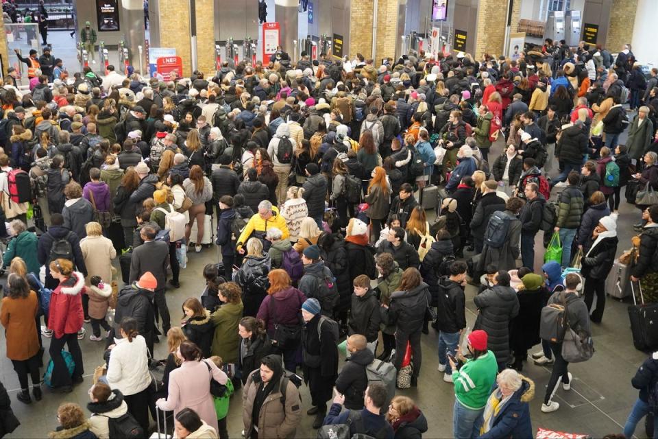 There were chaotic scenes at King's Cross amid delays and cancellations (PA)