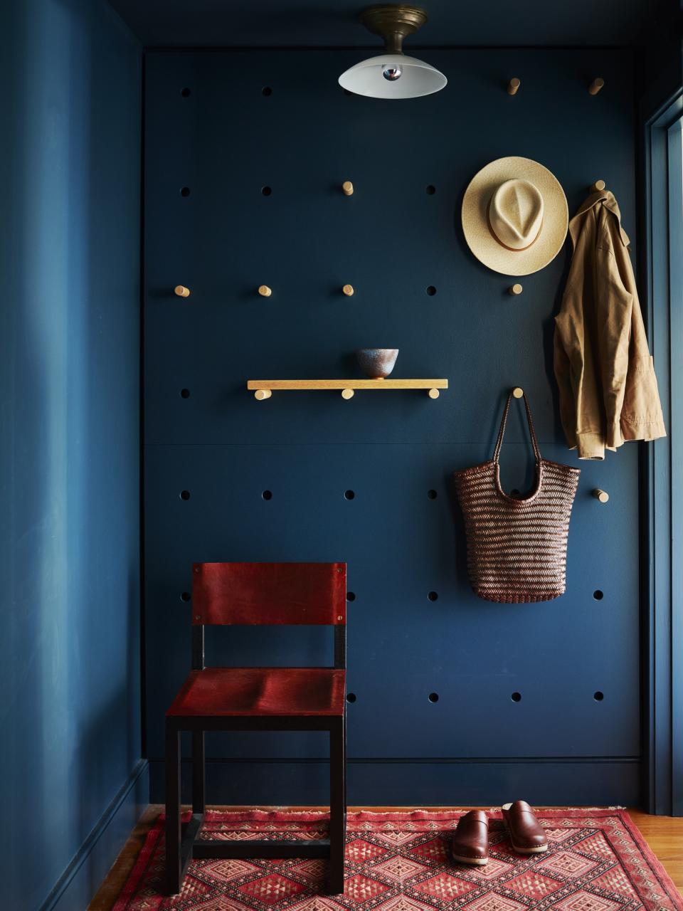 A dark blue entryway