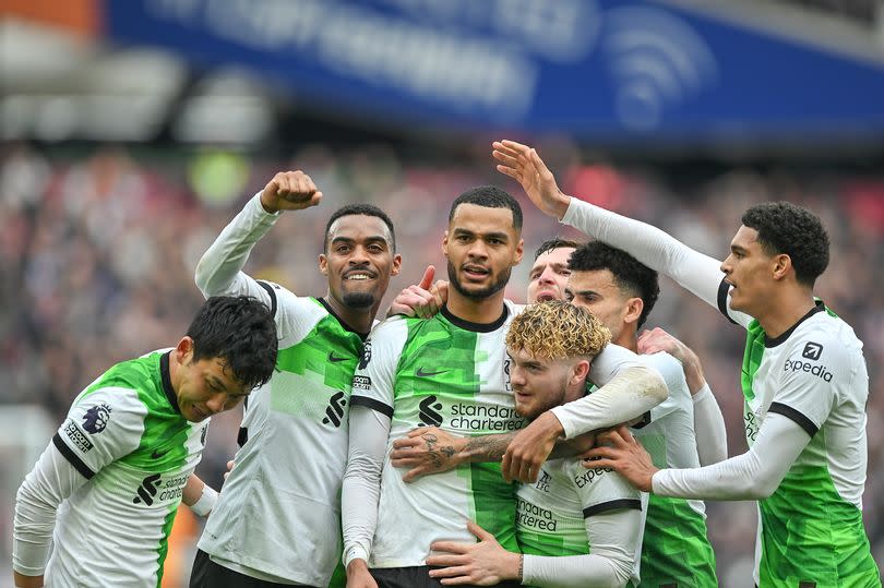 Cody Gakpo of Liverpool celebrates his goal with team mates