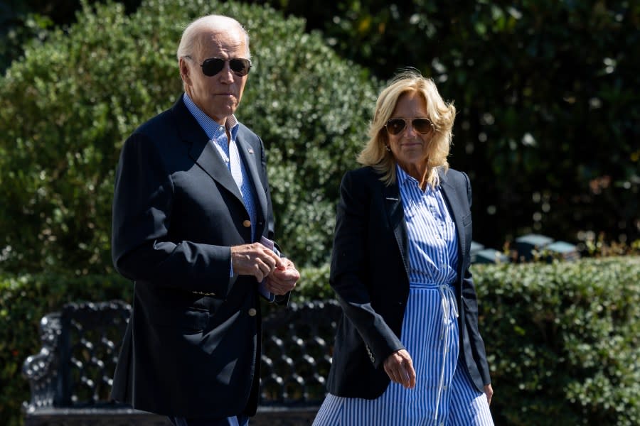 President Biden and first lady Jill Biden depart the White House on Saturday, Sept. 2, 2023. (Photo by Julia Nikhinson/For The Washington Post via Getty Images)