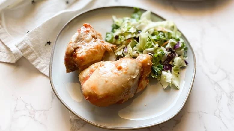 chicken thighs with salad