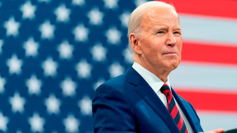 PHOTO: President Joe Biden delivers remarks during a campaign event with Vice President Kamala Harris in Raleigh, N.C., March 26, 2024. (Stephanie Scarbrough/AP)