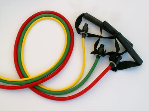 Colour-coded resistance bands - Credit: AP