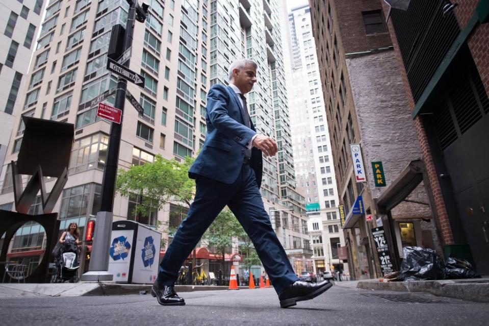 Mayor of London Sadiq Khan on a previous visit to New York (Stefan Rousseau/PA) (PA Archive)