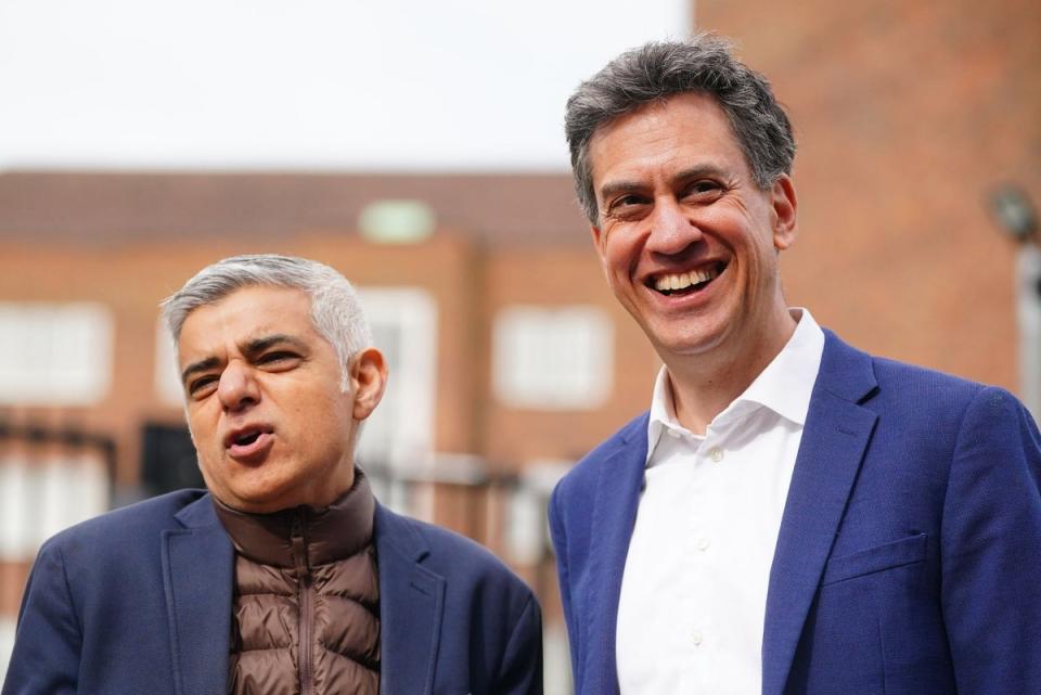 Ed Miliband announcing a new climate action plan for London with mayor Sadiq Khan (Victoria Jones / PA Wire)