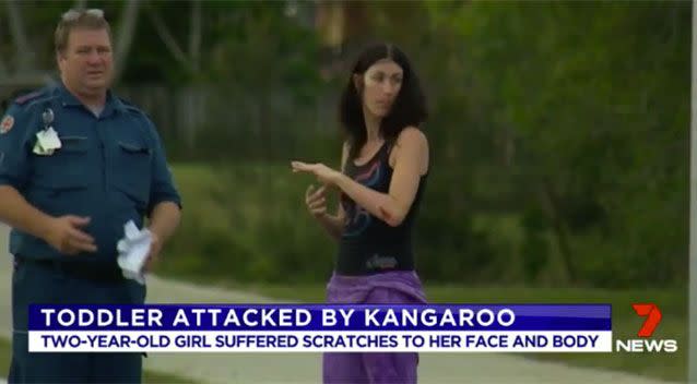 A young girl has been attacked by a kangaroo at Hervey Bay on Queensland's Fraser Coast. Source: 7 News.