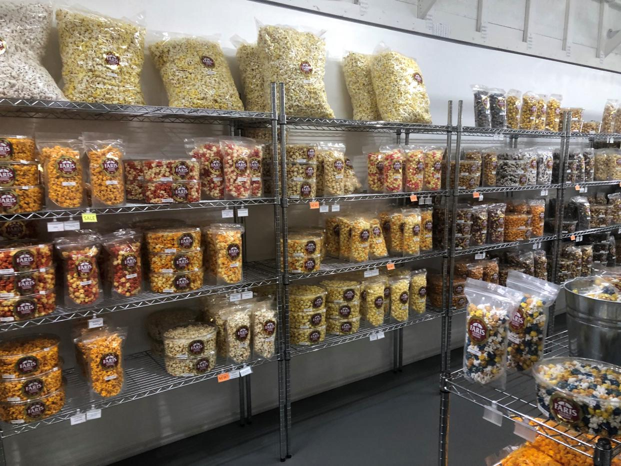 About 40 varieties are available for sale at the Faris Gourmet Popcorn retail shop, 770 W. Scott St., Fond du Lac.