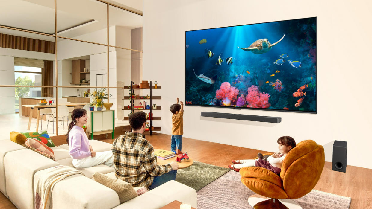  2024 LG QNED TV wall-mounted . 