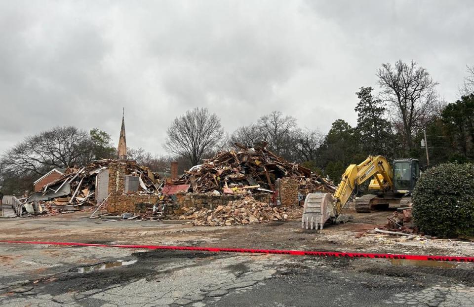 Crews demolished a number of buildings along East 7th Street in Charlotte where Chicago-based Centrum Realty and Development is in talks with the community about a mixed-use project. Some residents in the Elizabeth neighborhood are pushing for a historic district designation, which they believe can better protect against building demolition.