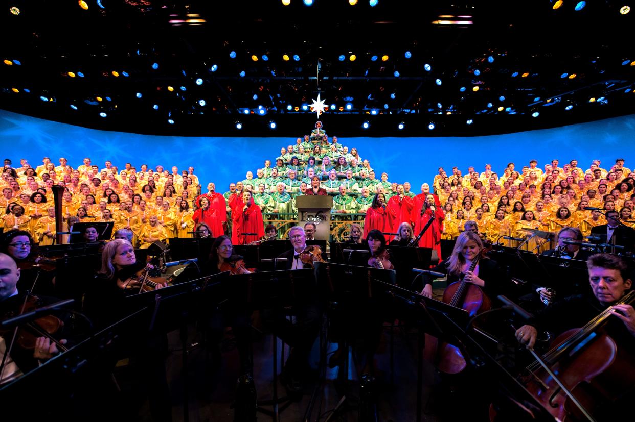 A rotating list of celebrities narrates the beloved Candlelight Processional at EPCOT International Festival of the Holidays.