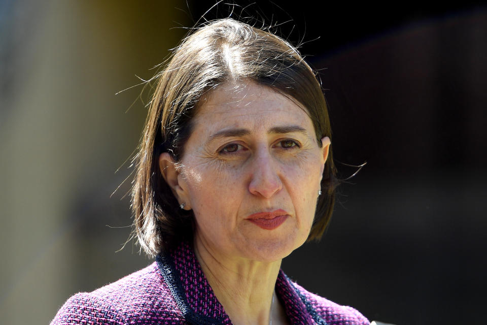 NSW Premier Gladys Berejiklian addresses media during a COVID-19 update at NSW Parliament House in Sydney.