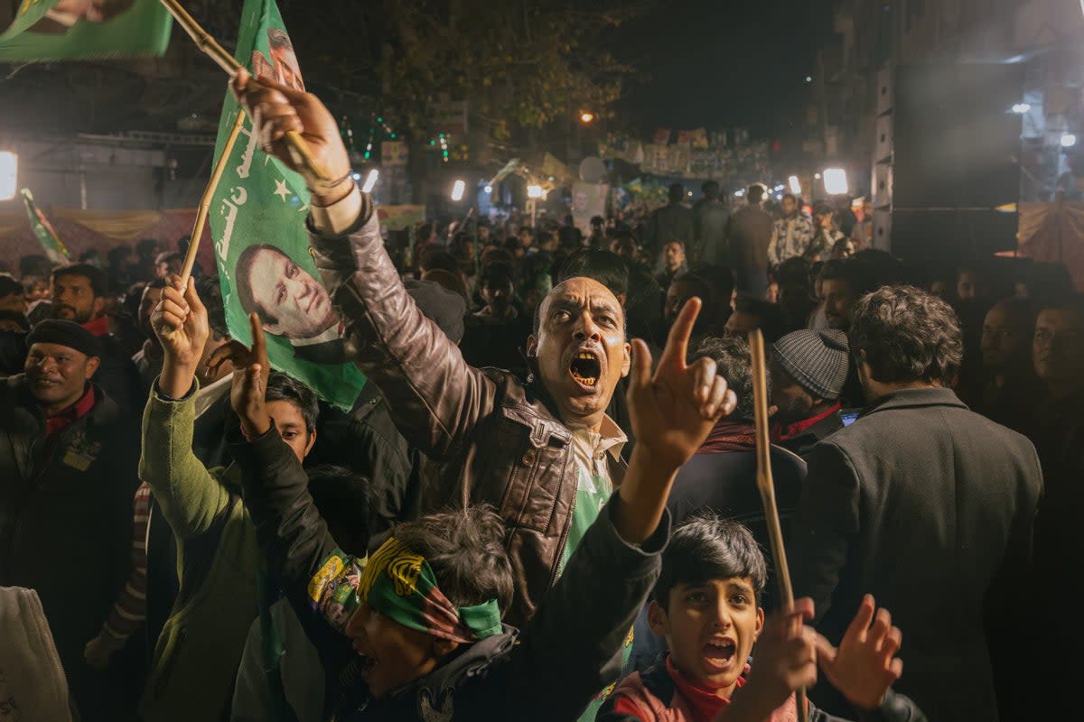 People attend a rally organised by the PML-N party of former premier Nawaz Sharif  in Lahore, Pakistan (Getty Images)