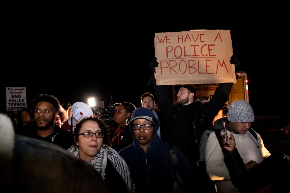 People protest in Memphis following the release of the video of Tyre Nichols' deadly encounter with police