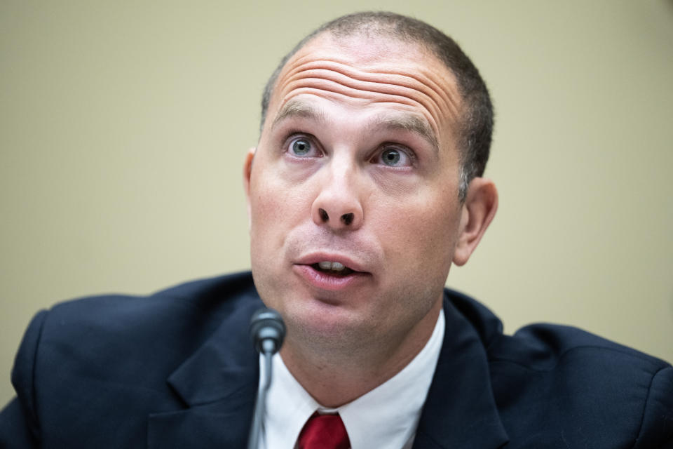 UNITED STATES - JULY 26: David Grusch, former National Reconnaissance Office representative on the Defense Department's Unidentified Aerial Phenomena Task Force, testifies during the House Oversight and Accountability Subcommittee on National Security, the Border, and Foreign Affairs hearing titled 