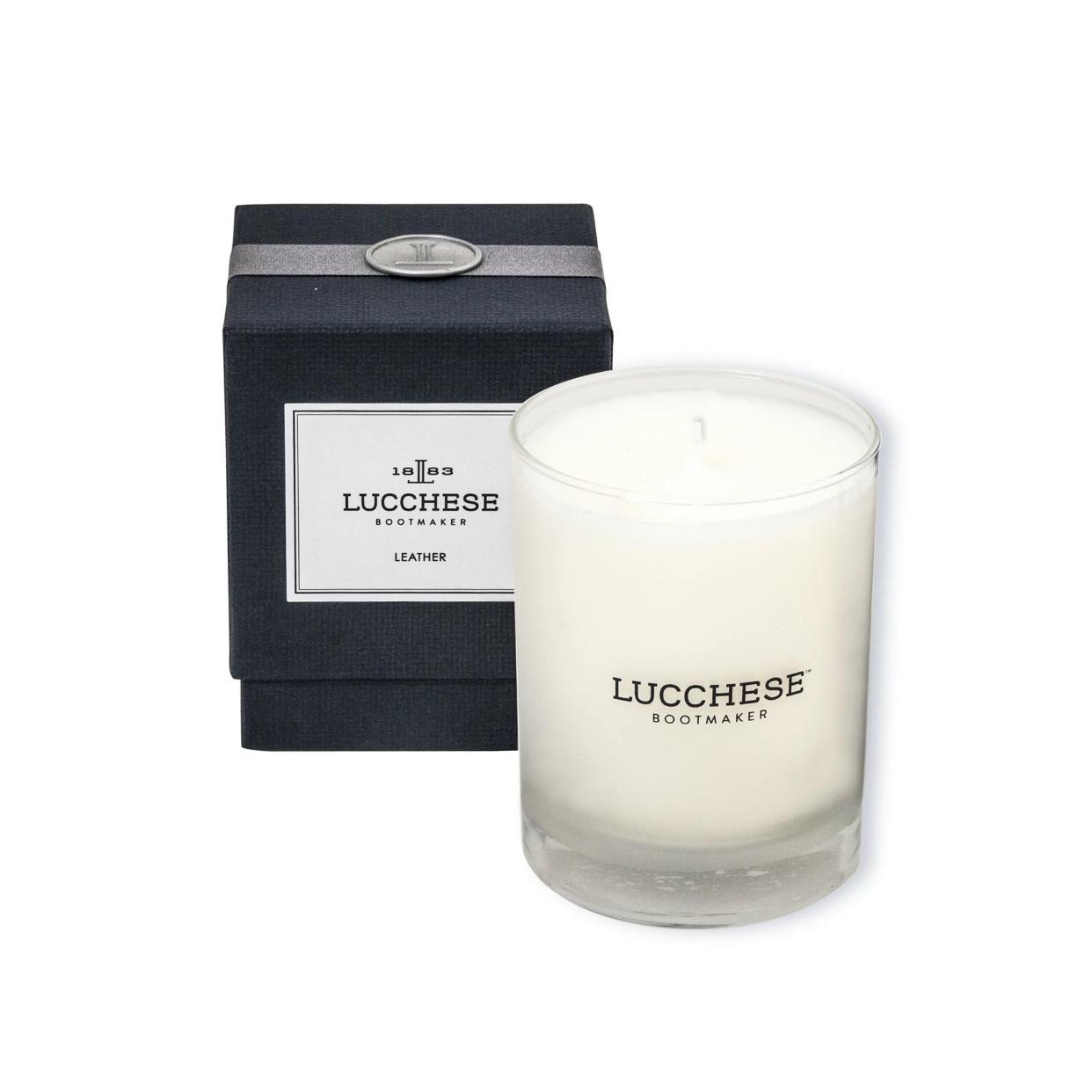<p><a href="https://go.redirectingat.com?id=74968X1596630&url=https%3A%2F%2Fwww.lucchese.com%2Fproducts%2Fleather-scented-candle-white&sref=https%3A%2F%2Fwww.esquire.com%2Flifestyle%2Fg60333370%2Fbest-mothers-day-gifts-under-50%2F" rel="nofollow noopener" target="_blank" data-ylk="slk:Shop Now;elm:context_link;itc:0;sec:content-canvas" class="link rapid-noclick-resp">Shop Now</a></p><p>Leather Candle</p><p>$42.00</p>