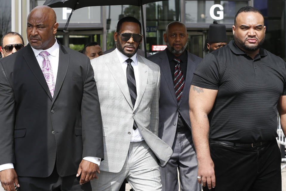 Singer R. Kelly leaves the Leighton Criminal Courthouse on June 06, 2019 in Chicago, Illinois. The singer appeared in front of a judge to face new charges of criminal sexual abuse.