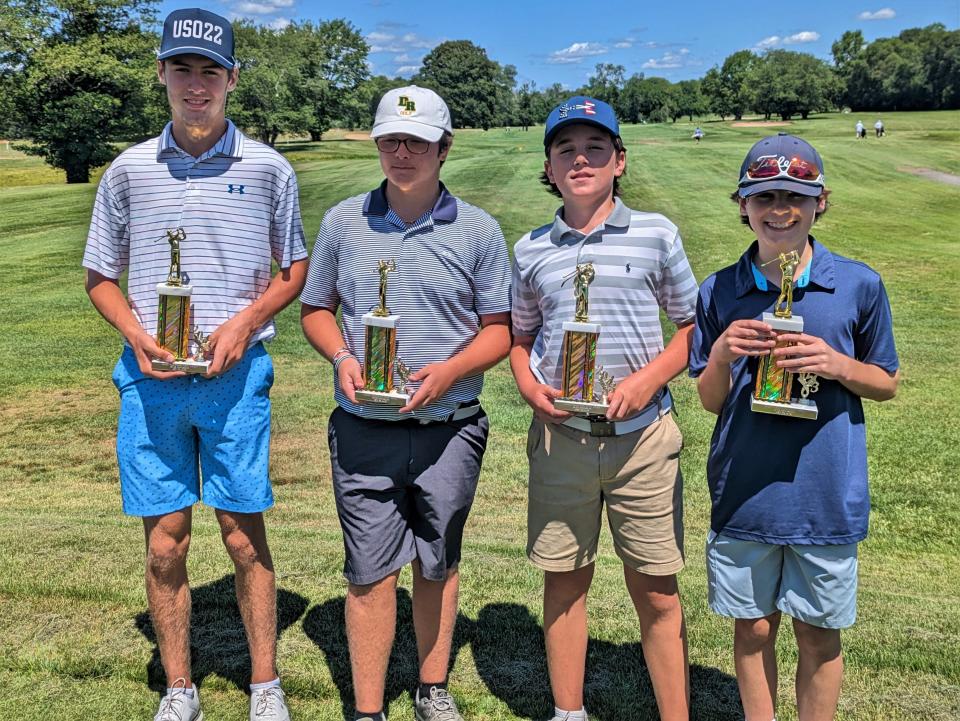 From left to right: Taunton Junior City Open Division 3 champion Shawn Clary, Division 2 champion Charlie Rosa, Division 2 runner-up Mackinley Garcia and Division 1 champion Bryce Botelho.