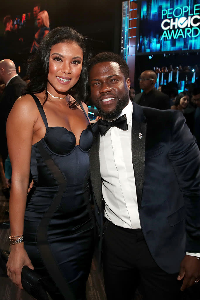 Kevin Hart and Eniko Parish, pictured at the People&#39;s Choice Awards in January, are expecting their first child together.