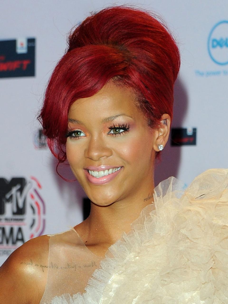 Rihanna attends the MTV Europe Music Awards 2010 at La Caja Magica on November 7, 2010 in Madrid, Spain.