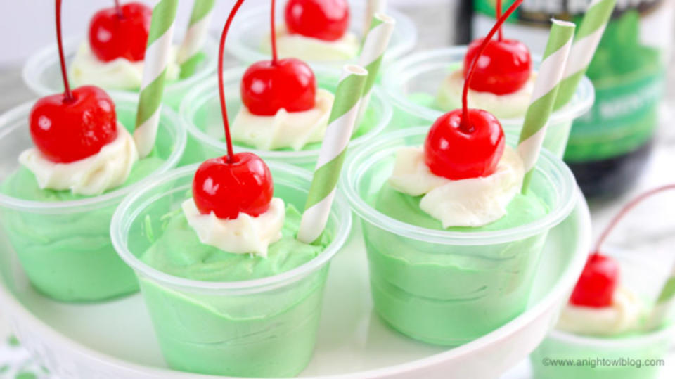 <p>A Night Owl Blog</p><p>Did someone say shots??</p><p><strong>Get the recipe here: <a href="https://www.anightowlblog.com/shamrock-shake-pudding-shots/" rel="nofollow noopener" target="_blank" data-ylk="slk:Shamrock Shake Pudding Shots;elm:context_link;itc:0;sec:content-canvas" class="link ">Shamrock Shake Pudding Shots</a></strong></p>