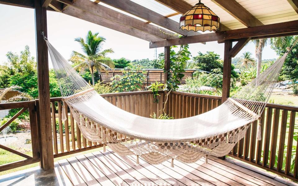 Hammock on deck at Finca Victoria, Vieques, Puerto Rico