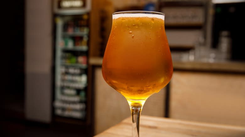 beer pouring into glass