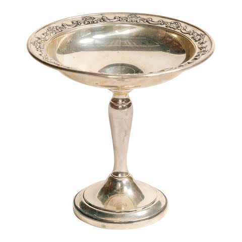 <p>Courtesy Image</p> Courteney Cox's Chairish sale includes a vintage silver standing candy dish.