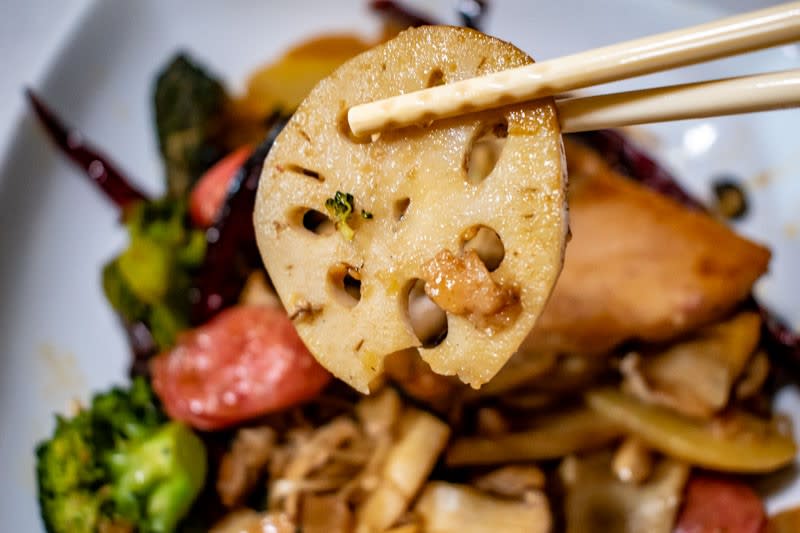 A slice of lotus root from the mala xiang guo