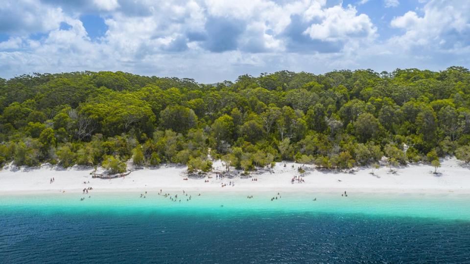 The beautiful coastline of the freshwater Lake Mackenzie. A view from above.