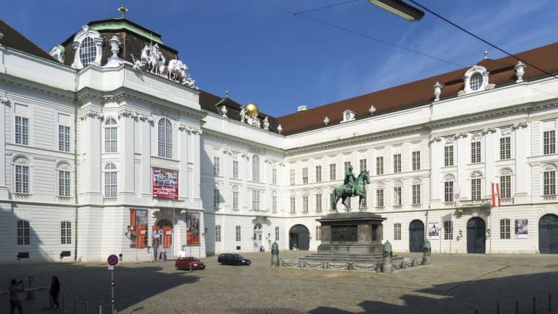 On November 27, 1992, a fire destroyed parts of the Hofburg Palace in Vienna, Austria, threatening the famous Lipizzaner stallions. File Photo by Gugerell/Wikimedia