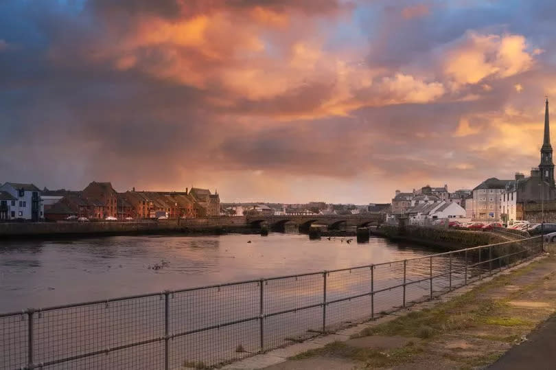 The town of Ayr and the new bridge leading into the town centre.