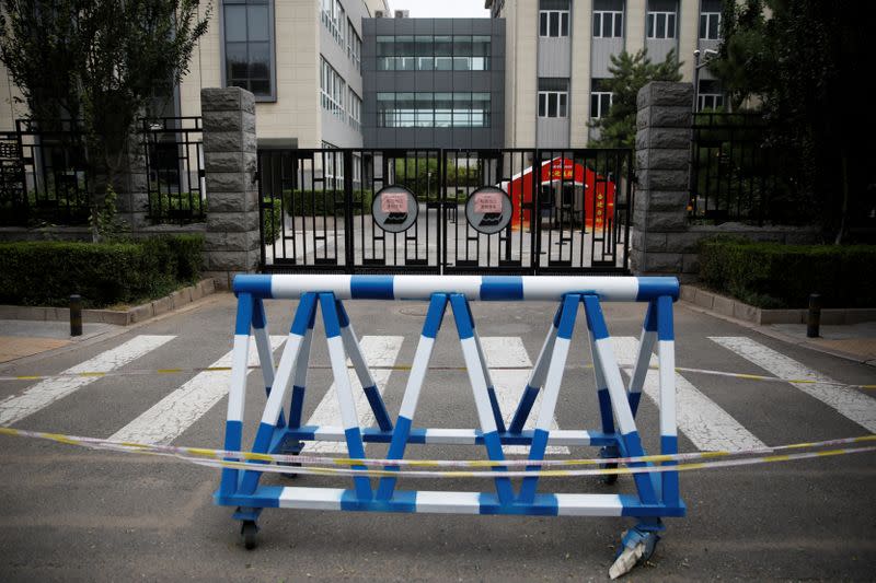 Blocked entrance of a high school in Beijing
