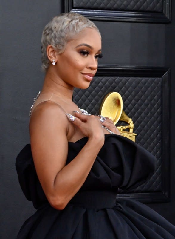 Saweetie arrives for the 64th annual Grammy Awards at the MGM Grand Garden Arena in Las Vegas on April 3, 2022. The singer turns 31 on July 2. File Photo by Jim Ruymen/UPI