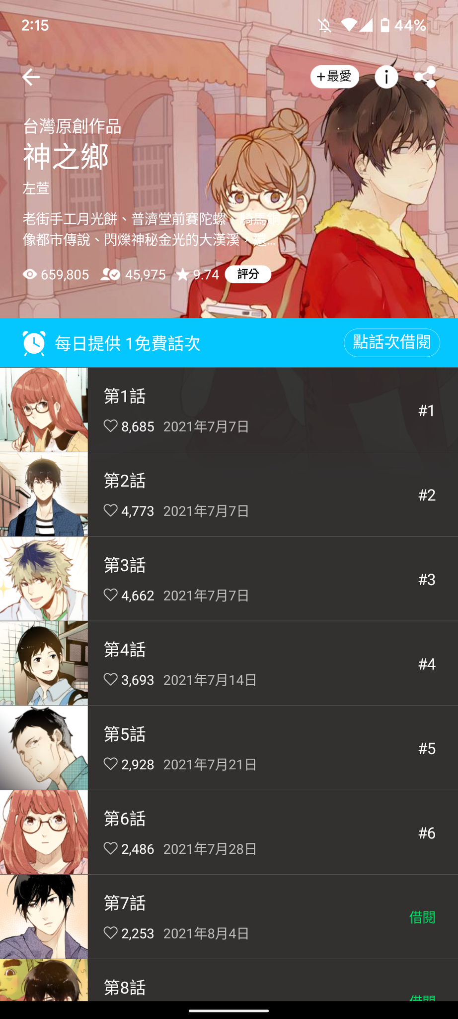 LINE WEBTOON將《神之鄉》製作為條漫，劇集帶動下目前有近66萬瀏覽數。（翻攝自LINE WEBTOON）