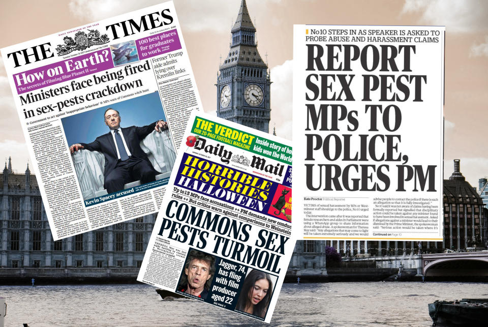 <p>A scandal engulfed Westminster back in October after it emerged that government ministers were named on a secret WhatsApp group of <a rel="nofollow" href="https://uk.news.yahoo.com/sex-pest-mps-named-women-staff-westminster-whatsapp-scandal-090330373.html" data-ylk="slk:sex pest politicians;elm:context_link;itc:0;sec:content-canvas;outcm:mb_qualified_link;_E:mb_qualified_link;ct:story;" class="link  yahoo-link">sex pest politicians</a> by parliamentary female staff.<br>It was reported that female aides, secretaries and researchers used the messaging app to share horrorstories about their politician bosses.<br>Following the #MeToo campaign the revelations formed part of a drive to encourage people to speak out about sexual harassment they have faced. <em>[Photo: Getty]</em> </p>