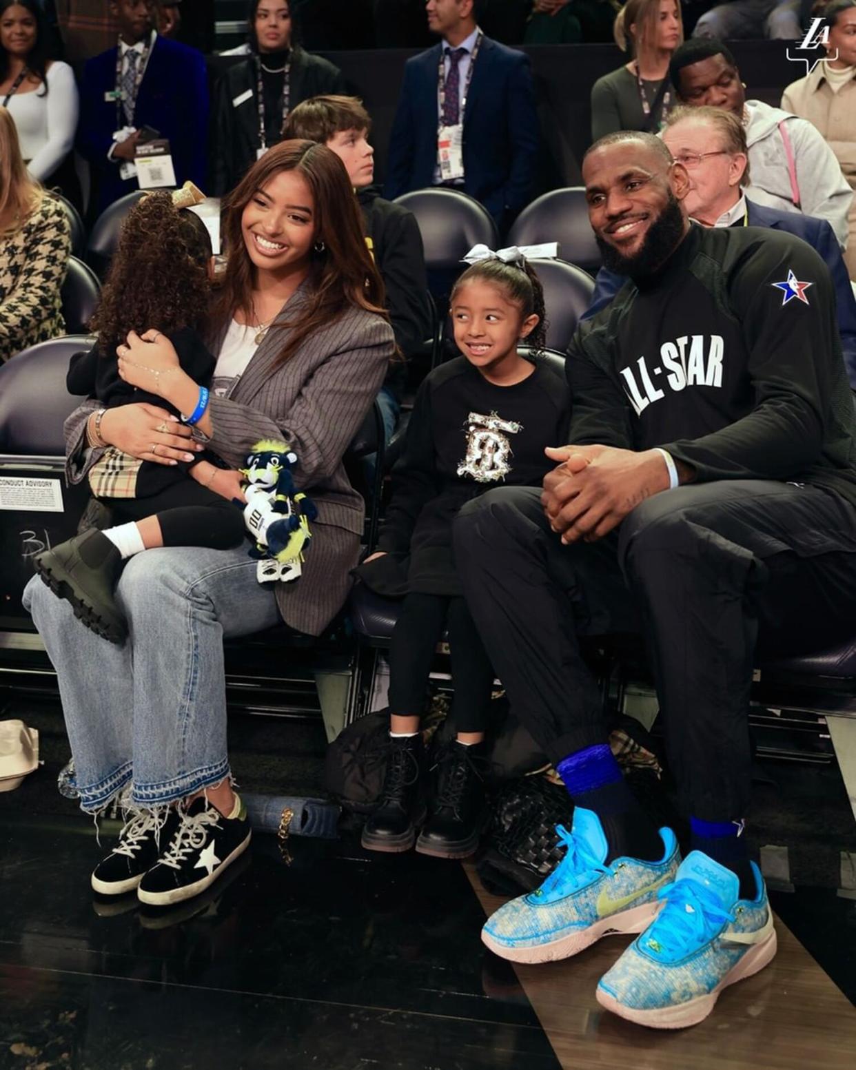 LeBron James Poses with Kobe Bryant's Daughters at NBA All Star Game