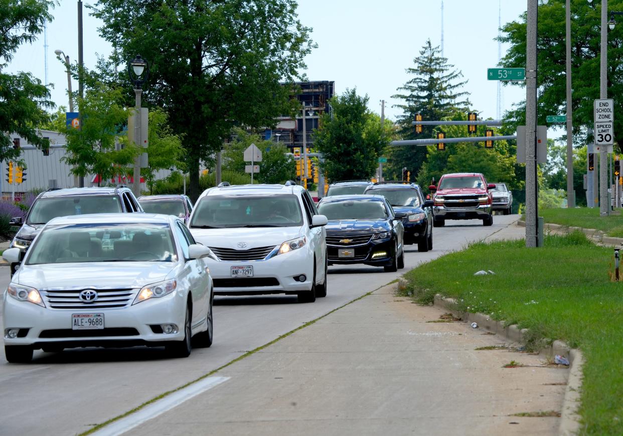 Traffic travels along Capitol Drive near North 53rd Street in Milwaukee on July 31, 2022.