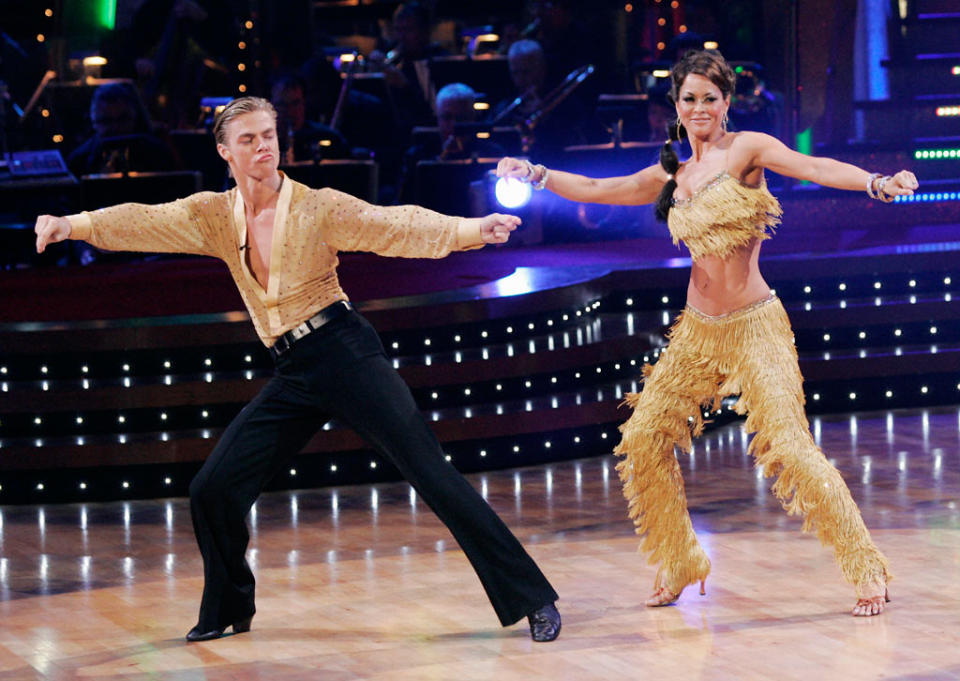 Derek Hough and Brooke Burke perform a dance on the seventh season of Dancing with the Stars.