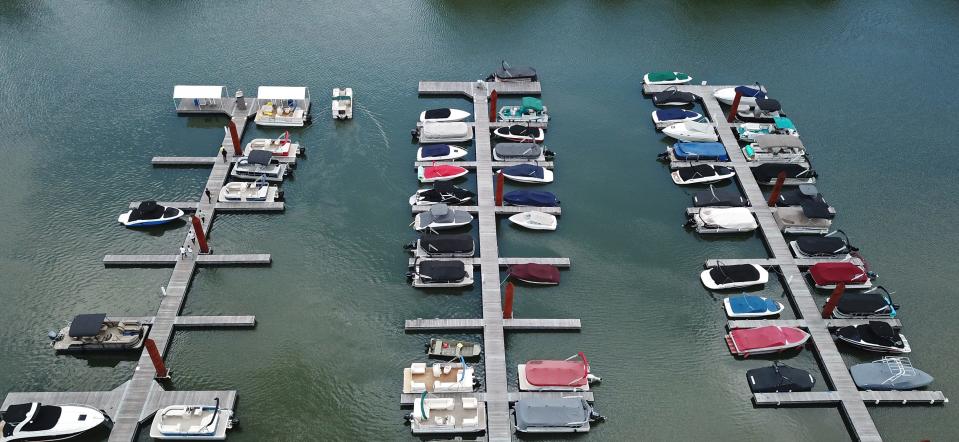 A boater leaves the dock area at Alum Creek State Park Thursday, June 9, 2022, maybe hoping to catch some sun, fish, or just enjoy the 3,387-acre reservoir.