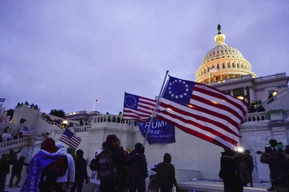 Rioters at the U.S. Capitol on Jan. 6, 2021, in Washington. (AP Photo/Julio Cortez)