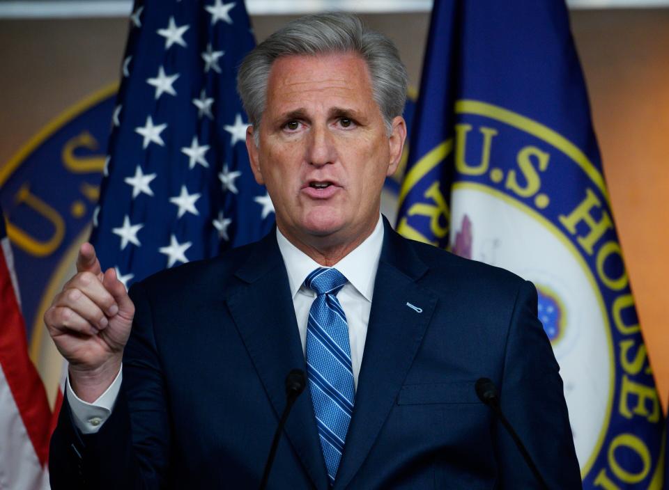 House Minority Leader Kevin McCarthy (R-Calif.) is among the GOP leaders spreading false information about the Ukraine whistleblower complaint. It's all part of a strategy to take attention off of what Trump actually did. (Photo: ANDREW CABALLERO-REYNOLDS via Getty Images)