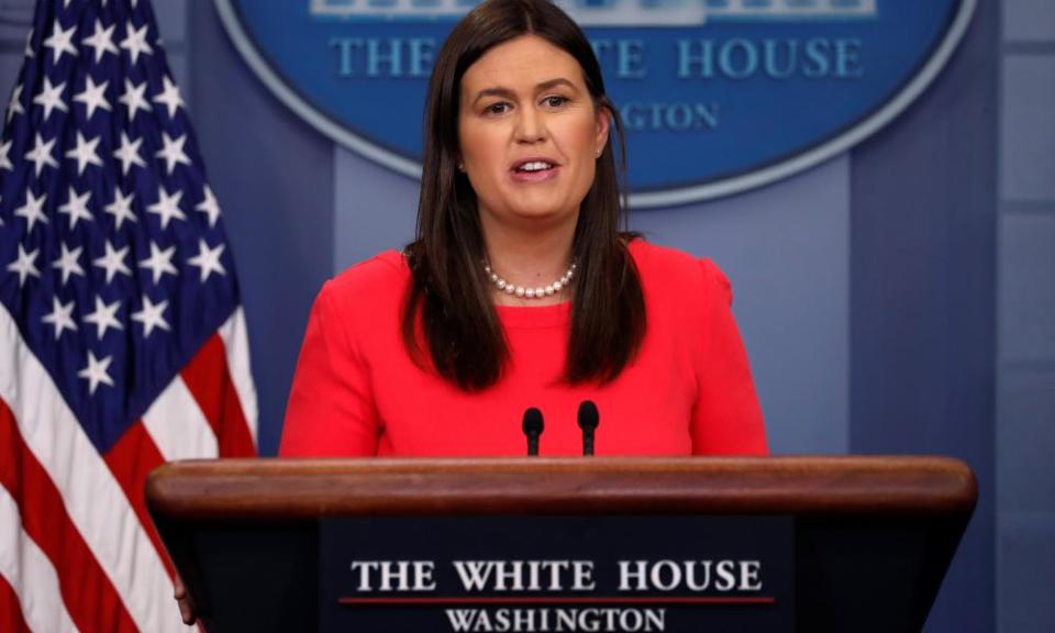 Sarah Sanders at the press briefing: ‘The president should use his platform and everything he can do under the law to stop these types of horrible, horrible disgusting people.’