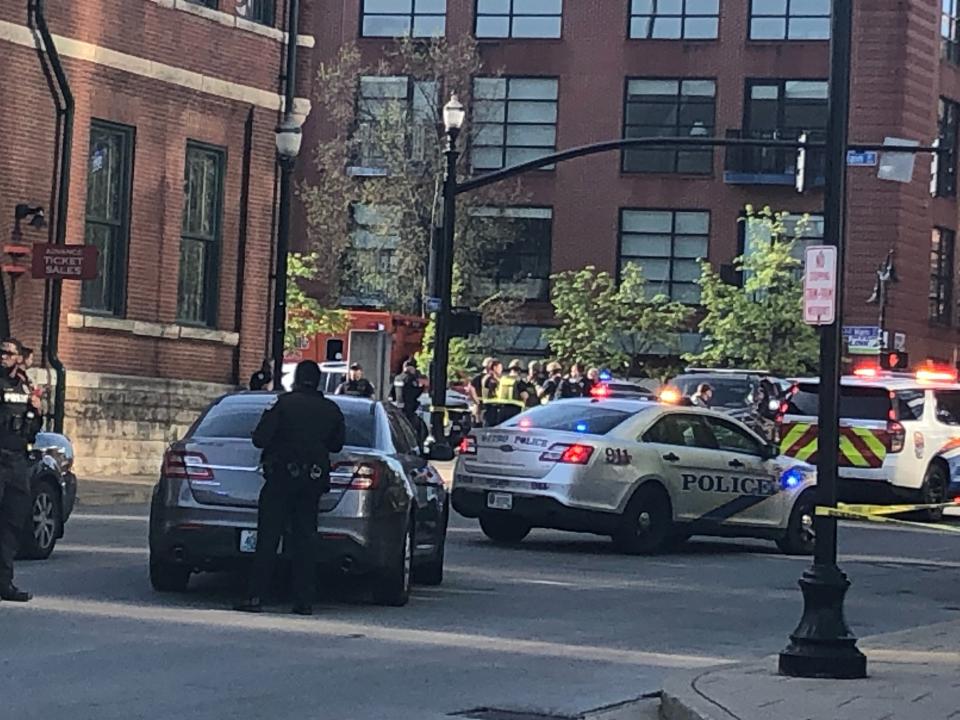 Louisville Metro Police are on the scene of an "active police situation" that includes mass casualties on Monday, April 10, 2023, on East Main Street in downtown Louisville.