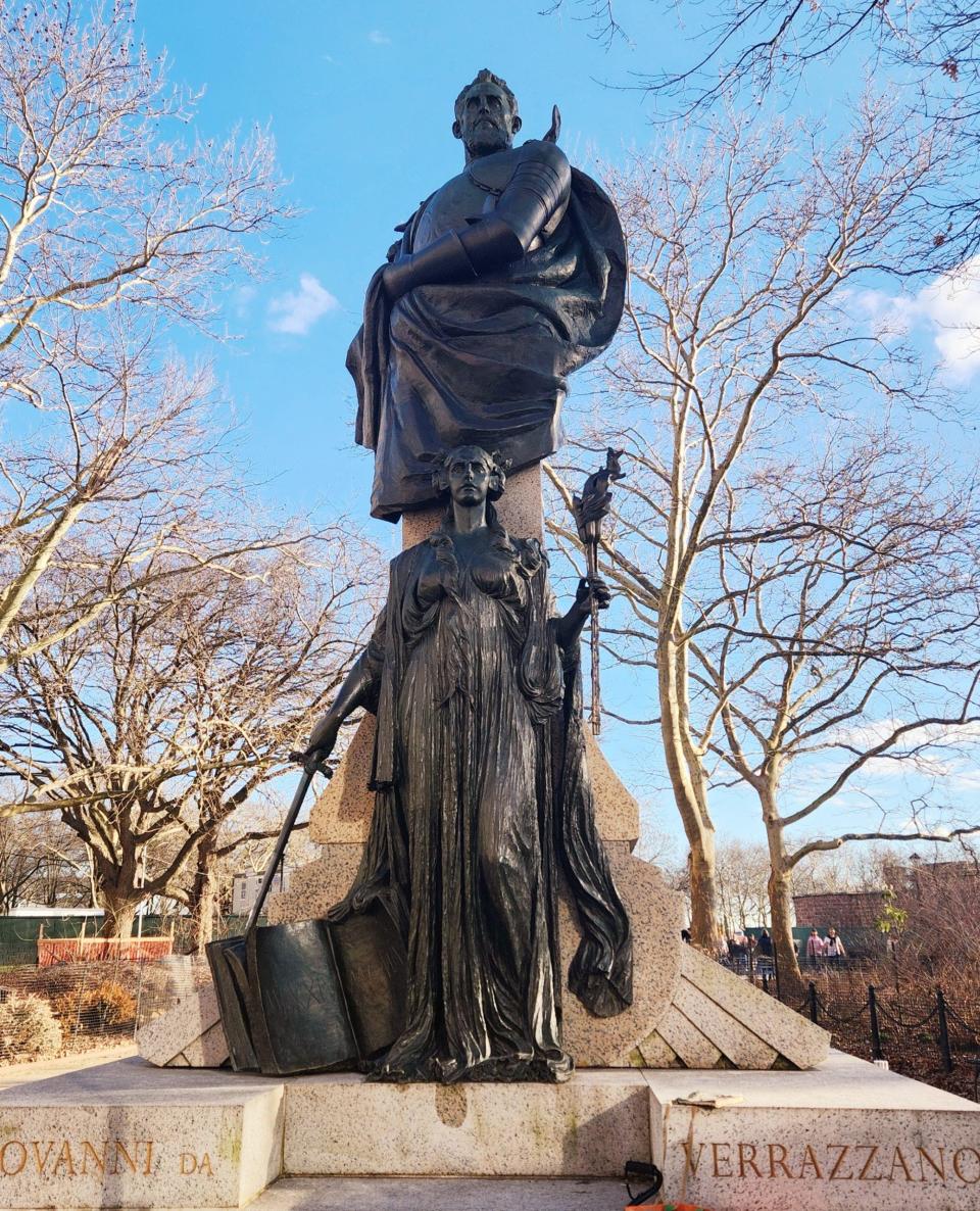 Giovanni da Verrazzano statue at the Battery, New York City.