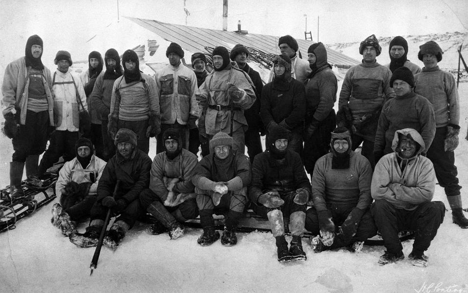 A photo shows Captain Robert Falcon Scott (wearing balaclava) and members of the ill-fated British expedition to Antarctica. A century after Captain Scott and his men were beaten to the South Pole and died on the return journey, experts continue to debate whether he was heroic or foolhardy.
