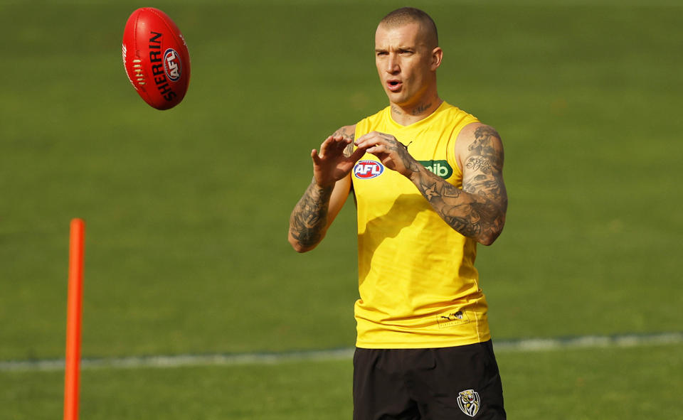 Dustin Martin, pictured here at a Richmond Tigers AFL training session.