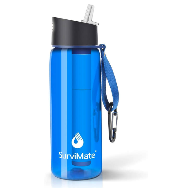 <p>Courtesy of Amazon</p><p>Fitness doesn’t work if you’re not hydrated, and guzzling all the liquid you need every day to feel and perform your best is much easier when you have a great water bottle. The SurviMate has a handy straw to sip from as well as a strap and clip to keep you from losing the thing. But its most impressive feature is the 4-stage filtration system that keeps out bad odors and reduces contaminants, like chlorine and heavy metals. The bottle even has a built-in compass to keep you on the right path on long hikes. Anyone who’s dehydrated <em>and</em> directionally challenged needs one of these.</p>